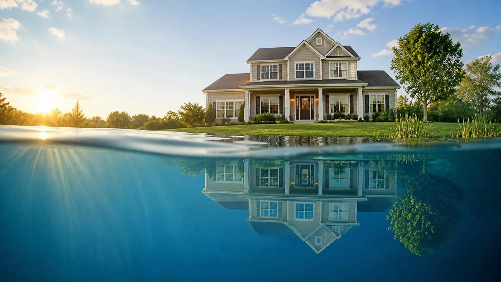 Central Ohio home reflected upside down in water, representing a short sale option for homeowners with negative equity