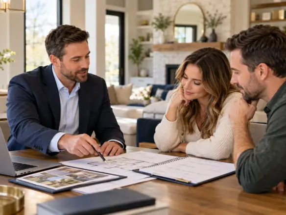 Male Columbus real estate agent planning a home search with clients