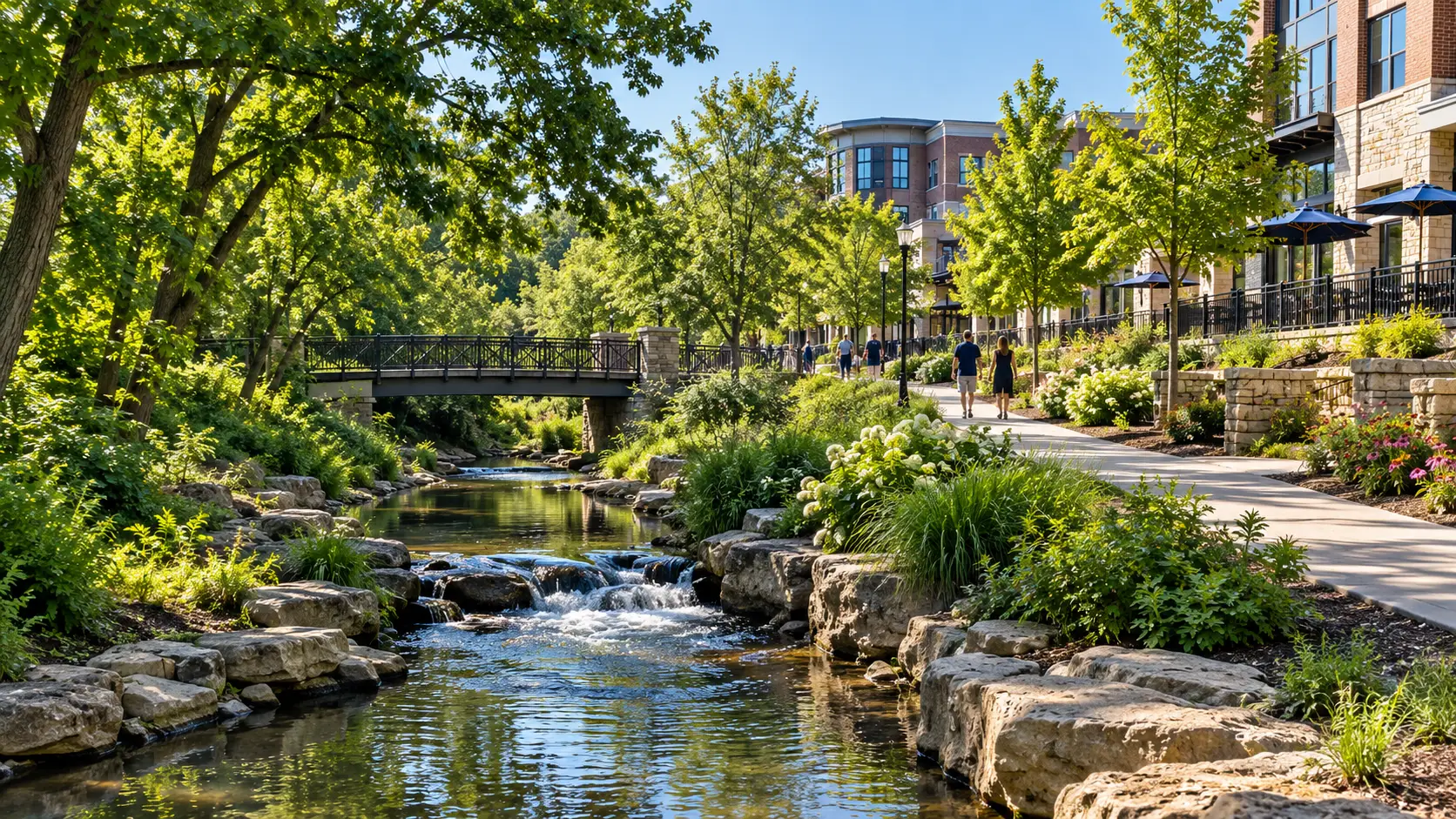 Gahanna Ohio neighborhood near Creekside with homes and green space