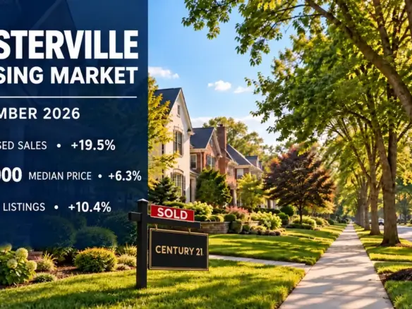 Westerville September 2026 housing market report: 49 closed sales, $425,000 median price and 53 new listings; Century 21 sold sign